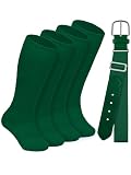 Gnodio Baseballsocken und Gürtel für Kleinkinder, Kombi-Set, Baumwolle, Jugend-Baseball-Softball-Socken, verstellbarer Gürtel für Jungen und Mädchen, Grün, 8-12 Years