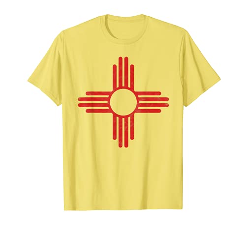 Vintage New Mexico Flag Zia Sun Retro Distressed Camiseta