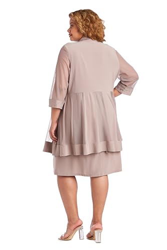 Image of R&M Richards Women's 2-Piece Jacket Dress Set | Knee Length Sheath W / 3 /4 Sleeve Jacket | Mother of the Bride Cocktail Party