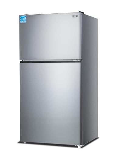 BLACK+DECKER 24 Cu. Ft. Top Mount Refrigerator with Ice Maker, 2-Door Refrigerator with Top Freezer, Freezer with Icemaker and Adjustable Temperature Control, ENERGY STAR, BR2400JIMS, Stainless Look
