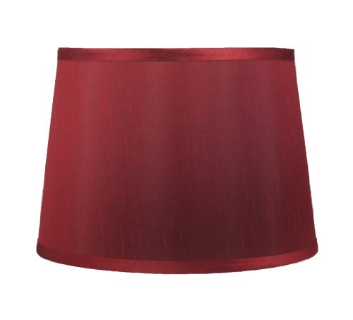 Urbanest French Drum Lampshade, Faux Silk, 10-inch by 12-inch by 8.5-inch, Burgundy, Spider