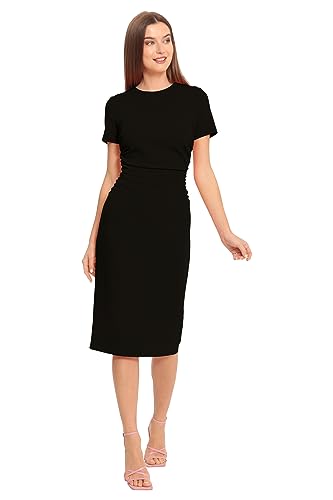 Maggy London Women's Ruched Waist Crepe Sheath Dress Workwear Office Occasion Event Guest of3