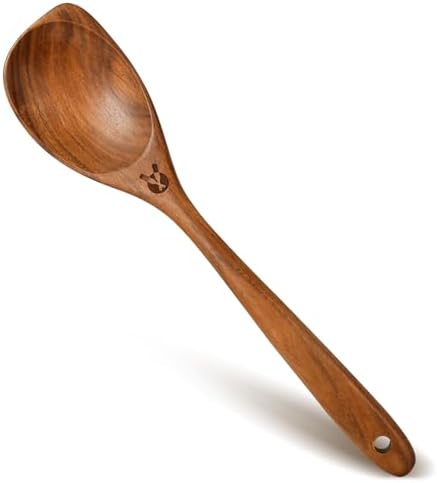 Wooden Spoons for Cooking, Natural Premium Teak Wood Corner Spoon...