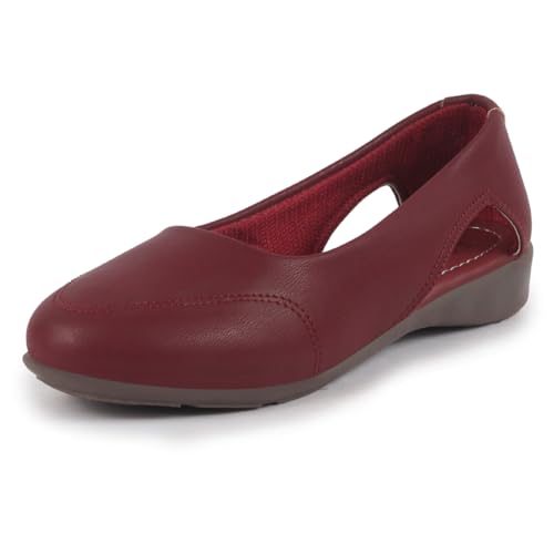 Image of FAUSTO Women Stylish Backless Casual Ballets | Low Heel Cut-Out Slip-On Ballerinas | Comfortable Walking Flats Sandals | Memory Cusion Insole