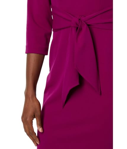 Adrianna Papell Women's Knit Crepe TIE Waist Sheath, Wildberry3