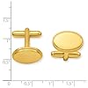 Gold Plated Solid Polished Engravable (front only) Oval Beaded Cuff Links 11x18mm Wide-Cuff Link for Men #1