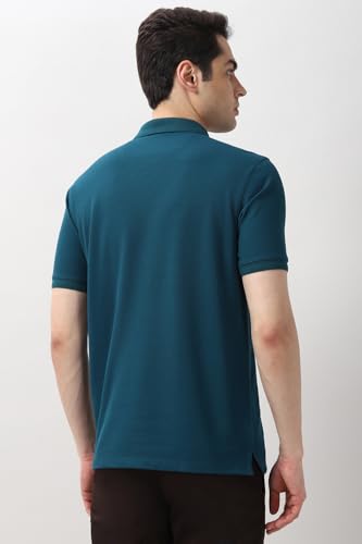 Image of Peter England Men's Cotton Maze Geometric Print Polo T-Shirt - Casual Wear | Modern & Stylish