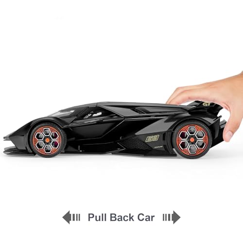 Image of 1:22 Scale Lambo V12 GT Toy Car for Kids Collection Diecast Metal Model Car with Light Sound Pull Back Openable Door