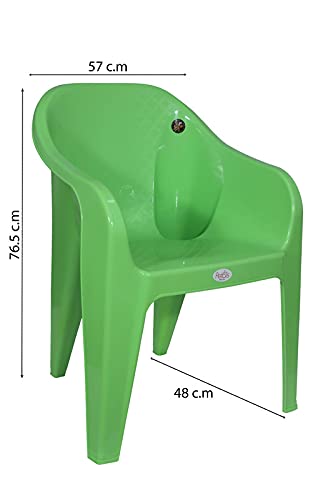 Image of PETALS Plastic Chairs Set of 6 Without Cushion | Arm Chair for Drawing /Living Room | Armchairs for Home /Office /Garden /Indoor & Outdoor | Cap Upto 150 Kgs | Green, 6 Pcs, Bravo | 3 Years Warranty