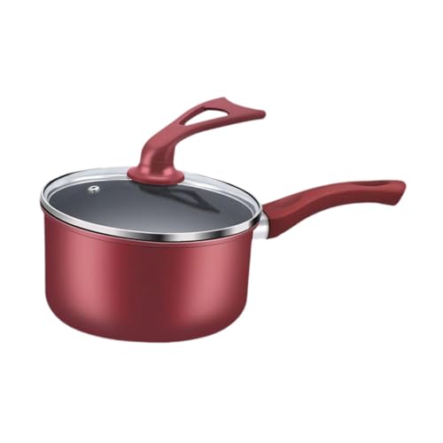 perfk Pentola per Il Latte Piccola, pentola per stufato, Utensili da Cucina Versatili con Coperchio in Vetro, pentola per Porridge, pentola per fornello a