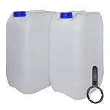 Bidón Garrafa Plástico 25 litros apilable con LLave. Apta para uso alimentario como depósito contenedor de agua potable. Homologación para transporte ADR. (2 Unidades+1 LLave)