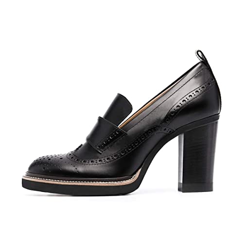 YDN Women Chunky High Heels Round Toe Oxford Loafer Size Color Material Customize Available Shoe Size 4-15 US2