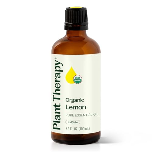 Plant Therapy Organic Lemon Essential Oil 100 mL (3.3 oz) 100% Pure USDA Certified Organic Undiluted Aromatherapy for Cleaning Skin Care and Immune Support