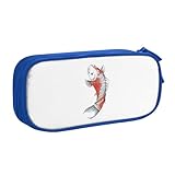 日傘 鯉柄 和柄 和風 ペンケース 収納バッグ 筆袋 ペン箱 筆箱 ファスナー 学生 男女兼用 Blue