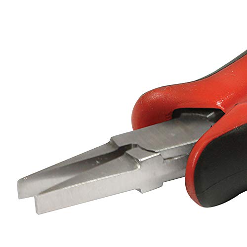 The Beadsmith Platinum Series German Flat Nose Pliers, 4.75 Inches (120Mm) With Polished Steel Head, Red And Black Ergonomic Comfort Grip Handle And Double-Leaf Spring, Tool For Jewelry Making #TOP3