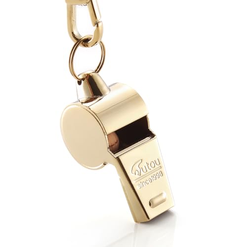 HUTOU Whistle Brass Coach Sports Whistle with Lanyard Loud Crisp Sound Whistle Ideal for Coaches Referees and Adults