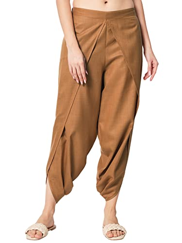 Image of 9rasa Women's Cotton Solid Harem Dhoti Pants for Casual FusionWear Workwear