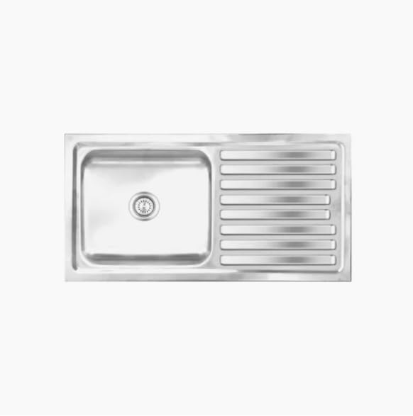 Nirali Kitchen Sink 27" x 16" x 6.5" With Drain Board | 304 Stainless Steel | Pressed Single Bowl Sink | Single Drain Board with Waste Coupling | 25 Yrs Warranty on Product (Elegance, Glossy)-image-6