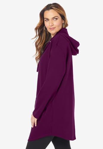 Roaman's Women's Plus Size Fleece Zip Hoodie Sweatshirt3