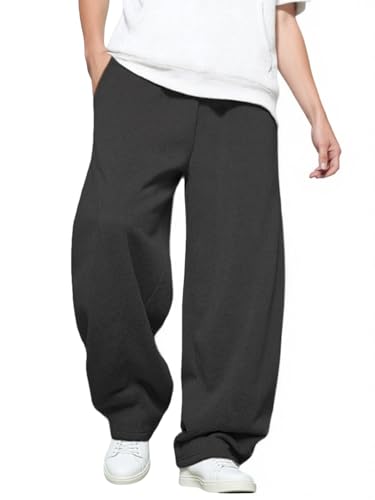 Image of Men's Baggy Sweatpants with Elastic Drawstring Waist, Breathable Wide-Leg Casual Loose Cotton Joggers Deep Pockets