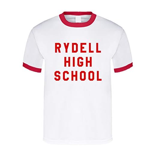 Rydell High School rolig populär fett film grafik 80-tal stil t-shirt röd ring