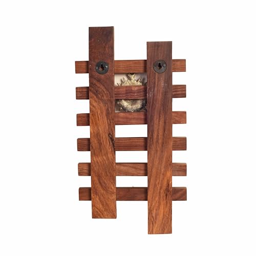 Image of AAKRITI ART CREATIONS Key Holder, Taksha Key Hanger with Mask Motifs and Beautiful Artwork | Rustic Dhokra & Wooden Wall Organizer with 6 Hooks | New Home Gifts.