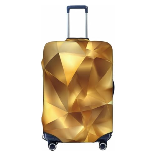 Geometric Yellow Metallic Foil Texture Elastic Travel Luggage Covers Dustproof Scratch-Resistant Suitcase Protector Fit 22-24 Inch