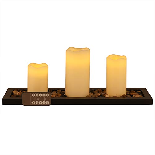Flameless Led Candle Gift Set of 3 Pillar Candles, Candlescape Led Tea Light