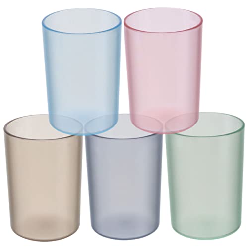 ABOOFAN 5pcs Tooth Brushing Cups Multi-Purpose Drinking and Rinse Cups Stylish Toothbrush Holders for Bathroom Made of Plastic