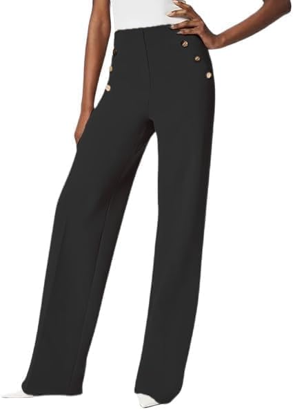 Tummy Control Pants, Tummy Control Pants for Women, Casual High Waisted Button Wide Leg Pant with Pockets