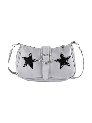 Verdusa Women's Y2K Punk Shoulder Handbags Star Pattern PU Leather Underarm Bag