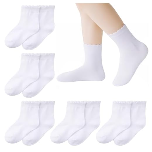 Marrywindix 6 Pairs Toddler Girls Ruffle Socks Frilly Dress Crew Cotton No Show Ankle Socks for Girls Boys(US, Age, 1 Year, 2 Years, White)