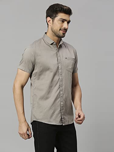 Image of Thomas Scott Men's | Solid | Half Sleeve | Slim Fit | Linen Blend | Spread Collar | Casual Shirt