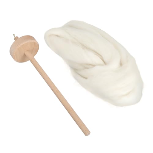 Drop Spindle Top Whorl Yarn Spinner, Drop Spindle Yarn Hand Spindle Wooden Weaving Spindle Whorl Yarn Spin Tool with Wool Top for Beginners for Sewing Accessories