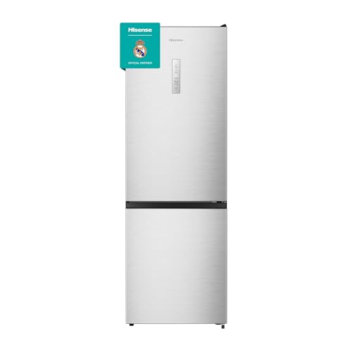Hisense RB372N4CCD - Frigorífico Combi, Eficiente Clase D, Capacidad 292 L con 180 cm Alto, Cajón Verduras, 4 Estrellas Congelador, Puerta Reversible, Silencioso 39dB, Color Acero, Inox