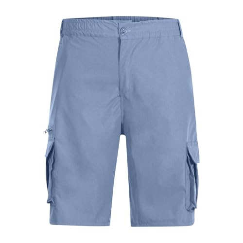 Mens Cargo Shorts Elastic Waist Loose Lightweight Outdoor Hiking Short Casual Solid Color Straight Leg Short Pants2