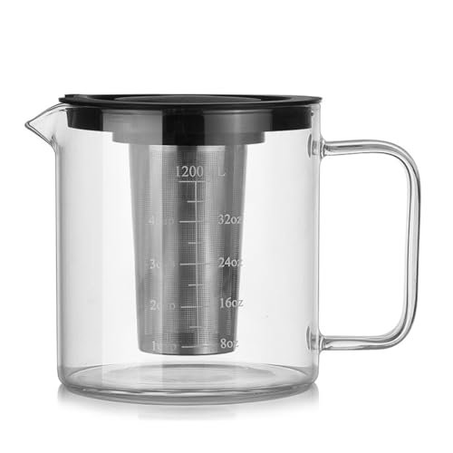 AOCIR コーヒー サーバー 水出しコーヒーポット 耐熱ガラス フィルターインボトル アイスコーヒー 水出しポット ティーポット 割れない ピッチャー 冷水ポット 冷水筒 大容量 おしゃれ 珈琲考具 コーヒー器具 プレゼント ギフト 贈り物 (A,120