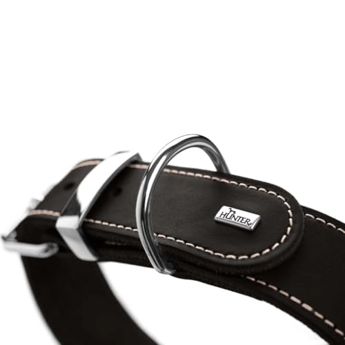 HUNTER AALBORG SPECIAL Hundehalsband, Leder, strapazierfähig, komfortabel, 45 (S), schwarz