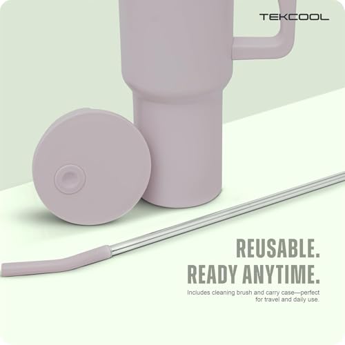 Image of Tumbler with lid and Straw 1200ML Cup Stainless Steel Hot and Cold with Handle and Lid 2 Straw Vacuum Insulated Tumbler for Water, Iced Tea or Coffee Office Gym Travelling