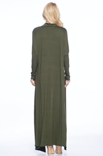 Image of Isaac Liev Women's Maxi Cardigan - Casual Long Flowy Open Front Floor Length Drape Lightweight Duster Sweater Made in USA