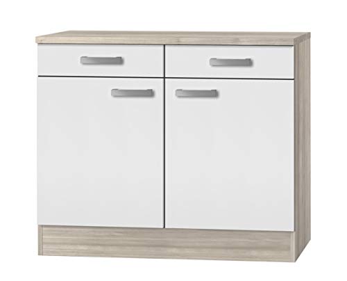Küchen Unterschrank mit Arbeitsplatte Genf U106-9 in weiß 100 cm Cover