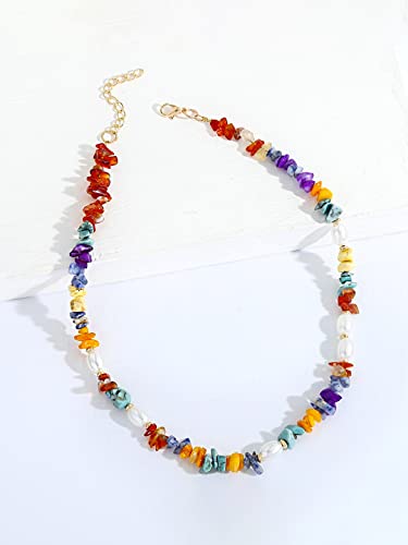 Image of Yellow Chimes Necklace for Women and Girls Fashion Choker Necklace for Women Carnelian Stone Pearl Choker Necklace for Girls | Birthday Gift for Girls and women