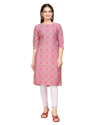 Image of Women's Straight Fit Printed Crepe Kurta, Casual Wear Kurti Design No 180