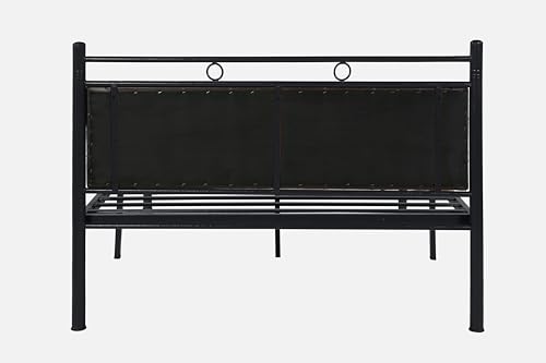 Image of Zuno Metal Queen Size Bed Without Storage | Wrought Iron Double Bed with Headboard & Footboard | Sturdy Powder Coated Platform Bed Queen Size Cot for BedroomLivingRoom Black (75x60)