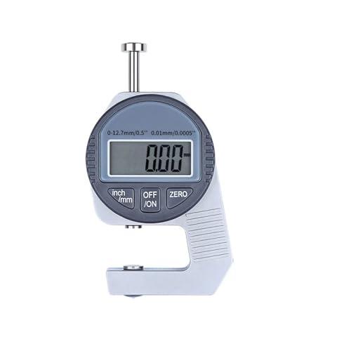 Calibrador de espesores digital, rango de medición 0-12,7 mm, resolución en milímetros, con pantalla clara, ligero, para automóviles y materiales planos como papel, plástico, tela y cuero miniatura 1