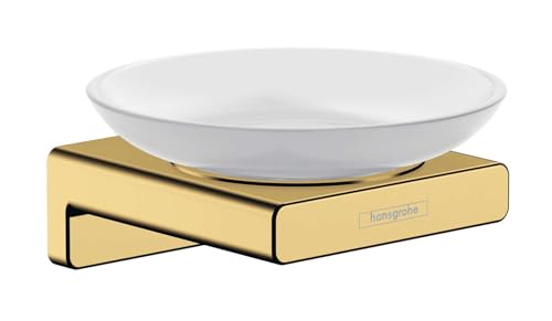 hansgrohe AddStoris - Seifenschale, Seifenablage für Wandmontage, verdeckte Befestigung, Badezimmer Zubehör, Polished Gold Optic, 41746990 1