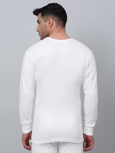 Image of Cantabil Solid Round Neck Full Sleeves Off White Thermal Top for Men | Full Sleeves Round Neck Thermal Top for Men | Mens Round Neck Thermal Top for Winter Wear (P MTHR00004 OFFWHITE)