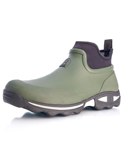 Rouchette Bottes de pluie courtes antidérapantes en caoutchouc pour femme - Bottes de jardin imperméables, vert, 39 EU