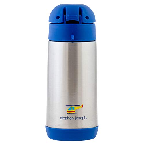 Image of Stephen Joseph Double Wall Ss BottleSnack - BPA, Phthalate and PVC-free, Easy Open with Snack Compartment, Leak-Proof Water Bottle with Cute Design for Girls & Boys (TRANSPORTATION)