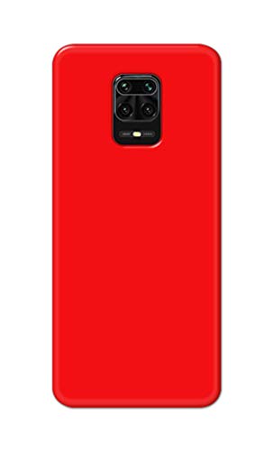Image of Printed Hard Back Cover Case for Mi Redmi Note 9 Pro | Mi Note 9 Pro Max Back Cover (Plain Red) -1803